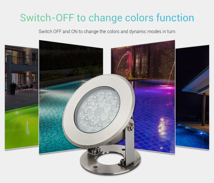 Image du produit Milight Lampe de piscine LED 9W sans fil RGB+KW/WW 24V (600 lm, IP68)