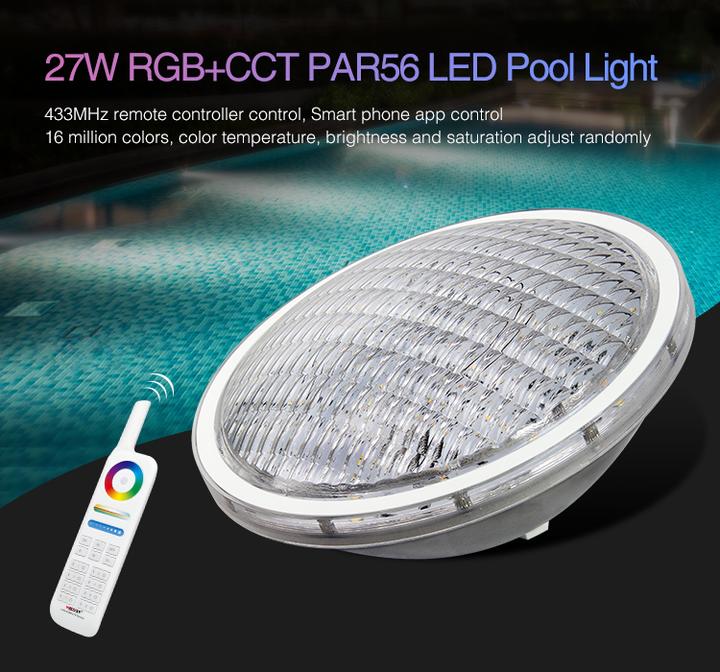 Image du produit Milight Lampe de piscine à LED 27W sans fil RGB+KW/WW 24V PAR-56 (2600 lm, IP68)