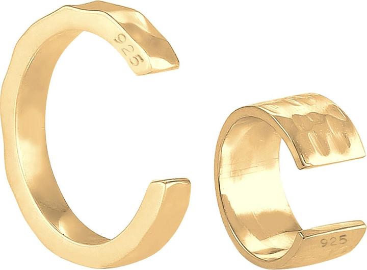 Elli Ohrringe Earcuff Set Geo Look Gehämmert Organic 925 Silber (925er Sterling Silber)