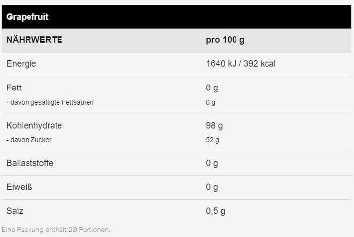 Nährwerte und Zutaten Win Force Winforce CHO MAXX (Grapefruit, 1 Stk., 1200 g)