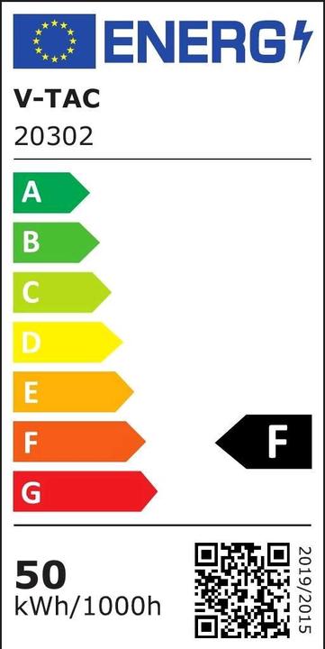 Energy Label V-TAC VT158S1 50W LED PIR Sensor Floodlight SAMSUNG Chip White Body 4000K 1M Cable (4000 lm)