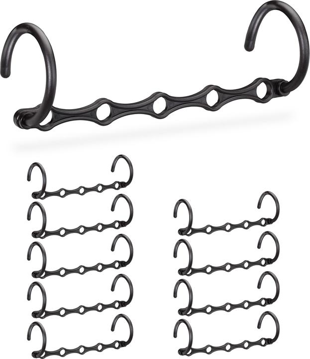 Actual product image Relaxdays Compact Coat Hanger Set of 10, Hook Organiser (10 x)