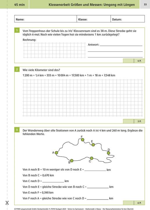 Produktbild Sicher ins Gymnasium: Klassenarbeitstrainer für den Übertritt Mathematik 4. Klasse (Deutsch, 2023)