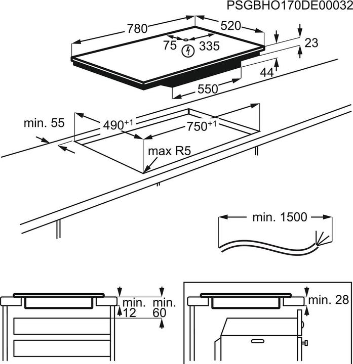 Produktbild AEG IAE84431FB Black Built-in Zone induction hob 4 zone(s)