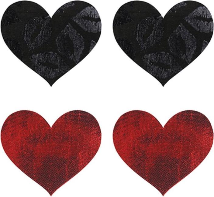 Actual product image Peekaboos Stolen Kisses Hearts Self Adhesive Pasties, Red/Black, Set of 2