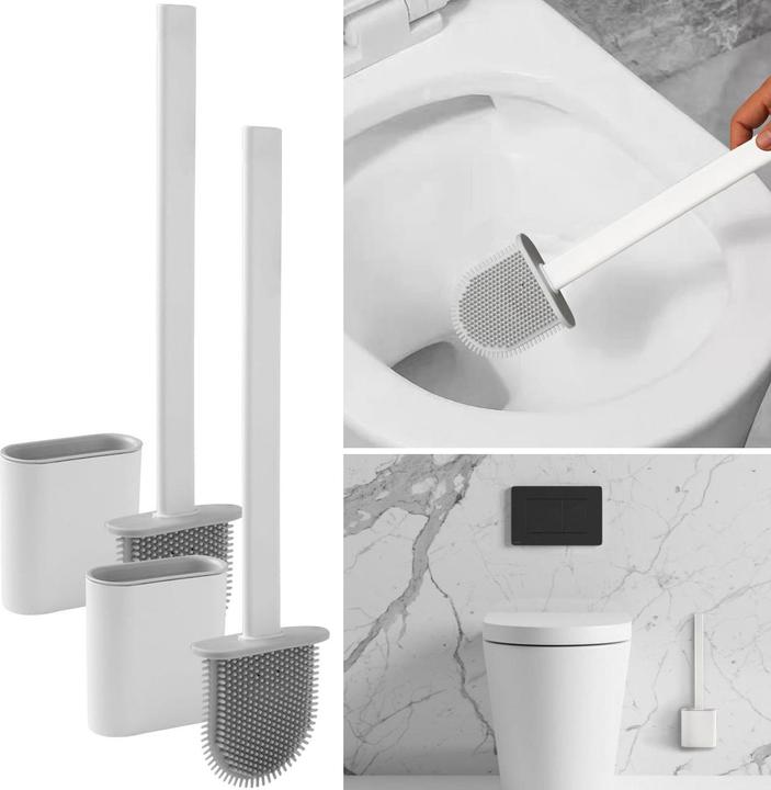 Actual product image Casativo Toilet brush with silicone bristles incl. brush holder, set of 2