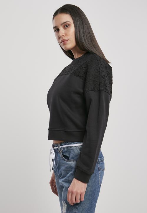 Immagine prodotto Urban Classics Girocollo corto da donna con inserto in pizzo sovradimensionato (L)