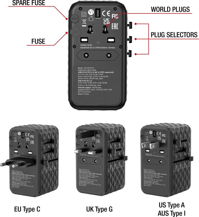 Produktbild Verbatim Universal-Reiseadapter