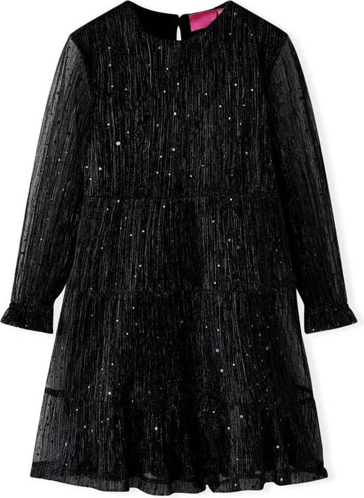Actual product image VidaXL Children's dress with long sleeves black 128,outer material (128)