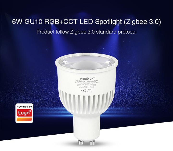Image du produit Milight Zigbee 3.0 Smart LED Spot GU10 RGB+KW/WW 6W (GU10, 6 W, 550 lm, 1 x, E)