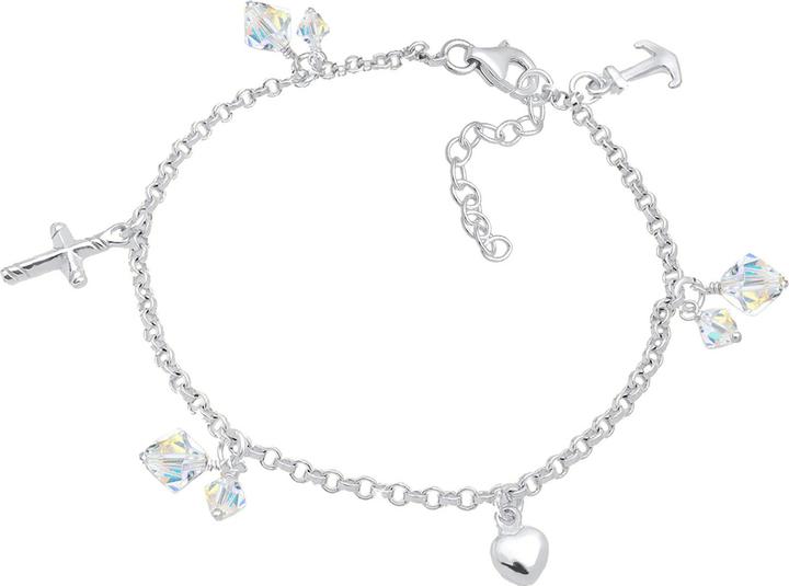 Produktbild Elli Anker, Bettelarmband, Herz, Kreuz, Multipendants (16 cm, 925er Sterling Silber, Glaskristall)