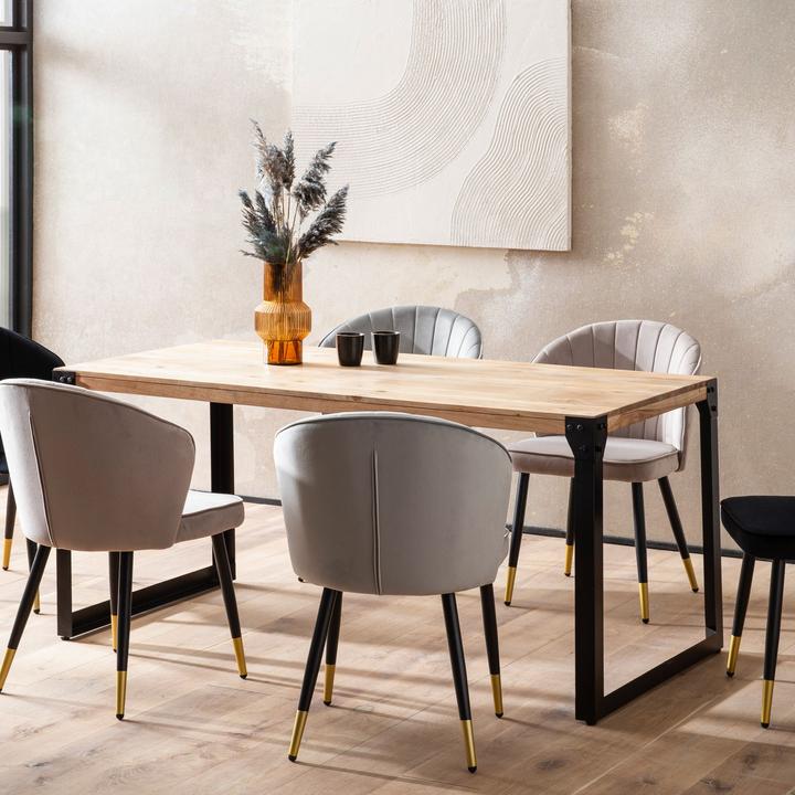 Actual product image FineBuy Dining room table Dining table acacia wood Solid metal Kitchen table Industrial (160 x 80 x 76 cm)