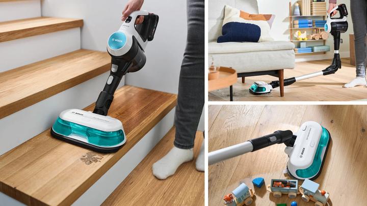 Immagine prodotto Bosch Hausgeräte Scopa elettrica lavapavimenti 2in1 Unlimited 7 ProHygienic Aqua Bianco