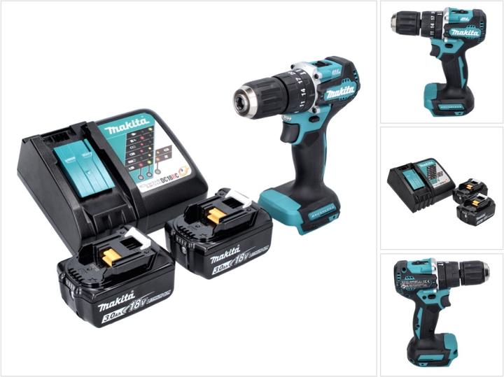 Produktbild Makita DHP 487 RF Akku Schlagbohrschrauber 18 V 40 Nm Brushless + 2x Akku 3,0 Ah + Ladegerät (Akkubetrieb)