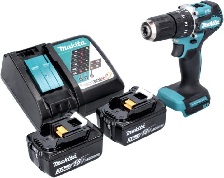 Produktbild Makita DHP 487 RF Akku Schlagbohrschrauber 18 V 40 Nm Brushless + 2x Akku 3,0 Ah + Ladegerät (Akkubetrieb)