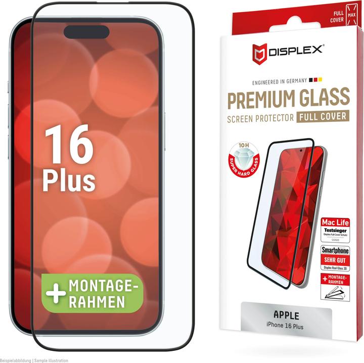 Displex Premium Glass, Full Cover Panzerglas (1 Stück, Apple iPhone 16 Plus)