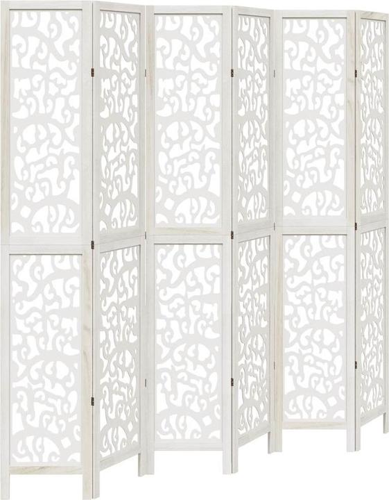 Actual product image VidaXL Room divider screen partition wall room divider 6 pcs. white solid wood paulownia