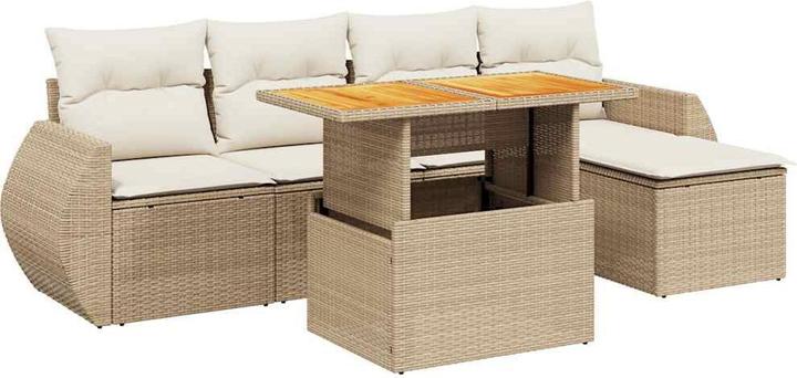 Produktbild VidaXL Gartenmöbel Sofa Garnitur Gartengarnitur Garten Sitzgruppe 6-tlg. Beige