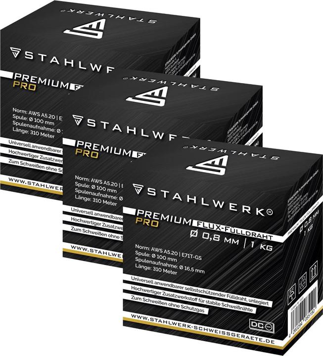 Produktbild Stahlwerk Fülldraht MIG/MAG Ø 0,8 mm E71T-GS 1kg Drahtrolle S100/ D100 3er Set
