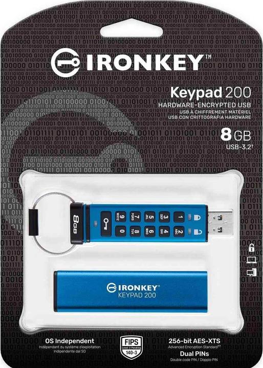 Produktbild Kingston IronKey Keypad 200 (8 GB, USB-A)