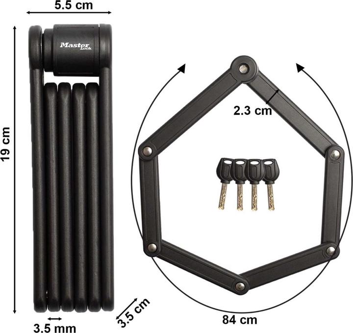 Actual product image Master Lock Folding lock with key 8335EURDPRO (84 cm)