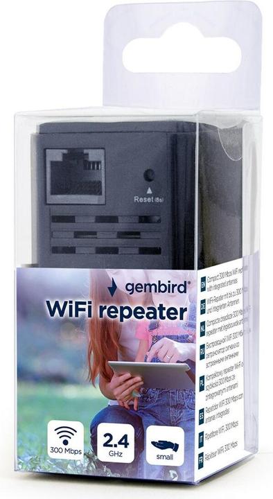 Actual product image Gembird WNP-RP300-03-BK Bridge & Repeater Network Repeater (300 Mbit/s)