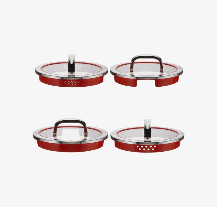 Produktbild WMF Topfdeckel 20cm Glasdeckel Function 4 Silikon Glas Edelstahl rot (20 cm, Metall)
