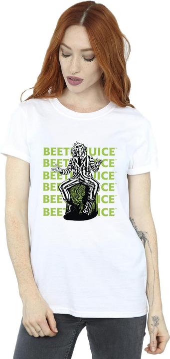 Actual product image Beetlejuice Womens/Ladies Pose Repeat Logo Boyfriend T-Shirt (XL)