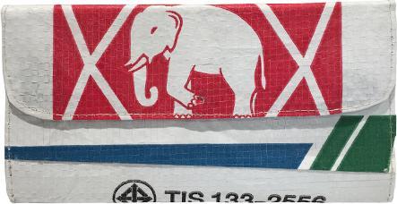 Bekos Upcycling - Grosse Geldbörse zweifach gefaltet aus recycelten Zementsäcke Elephant