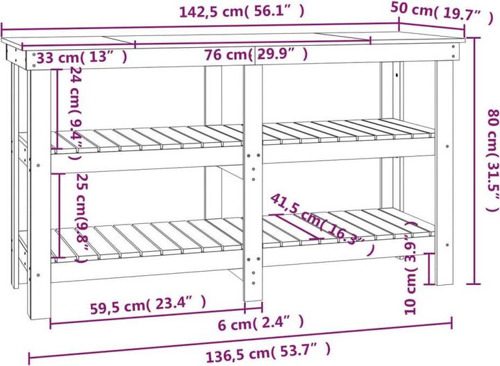Actual product image VidaXL Elno (142.50 cm, 50 cm)