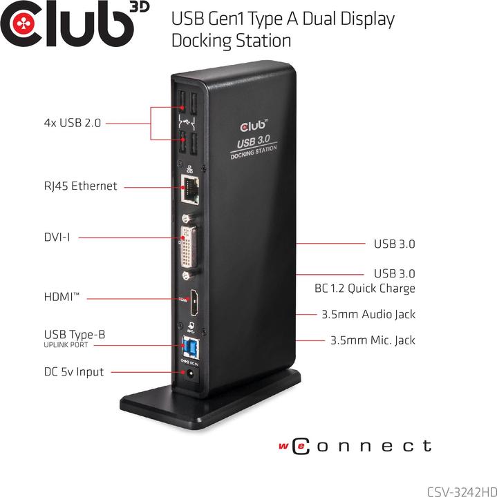 Actual product image Club 3D Csv-3242hd (USB-B, 11 Ports)