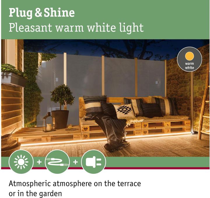 Produktbild Paulmann Outdoor Plug & Shine Stripe Neon (Warmweiss, 500 cm, Outdoor)