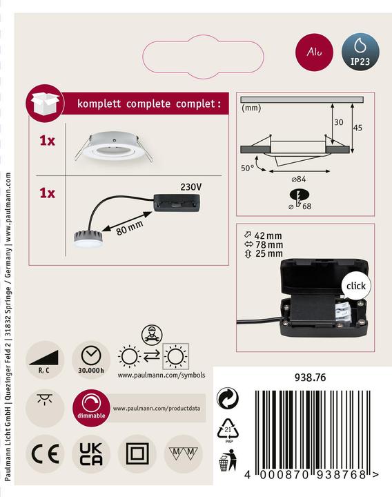 Actual product image Paulmann Nova Plus Set recessed luminaire (425 lm)