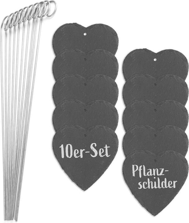 Actual product image Hoberg Pflanzschilder Set Schiefer Herz, 10 Stück, Zubehörtyp (40 cm, 10 cm)