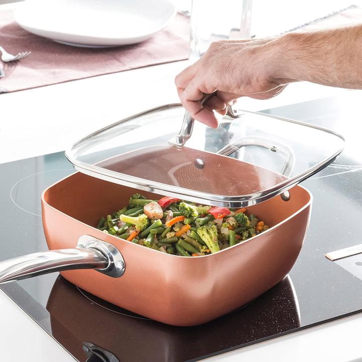 Image du produit InnovaGoods Sauteuse avec accessoires - Cuivre (Cocotte + faitout, Céramique, Aluminium)