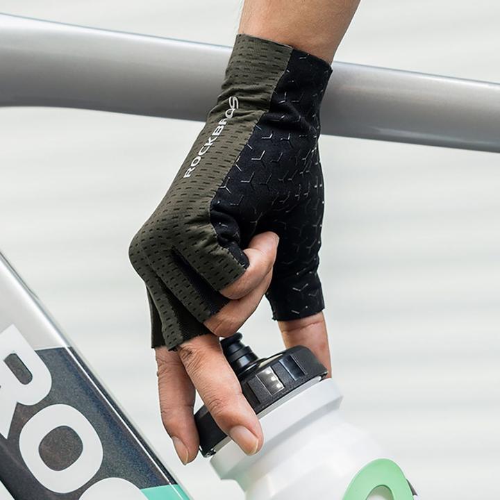 Actual product image Rockbros Breathable Short Finger Cycling Gloves, Size: S - Gray (S)
