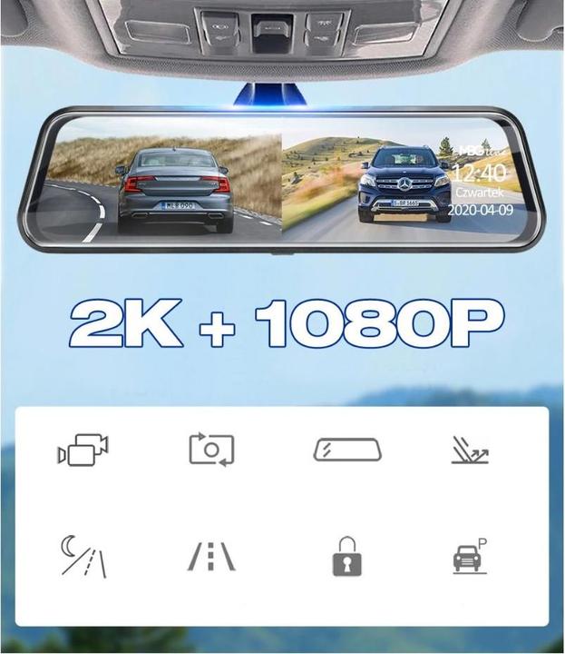 Productafbeelding MBG Line Videorecorder Spiegel HS900 Pro Sony (Ingebouwde microfoon, Ingebouwd display, Bluetooth, WiFi, QHD)