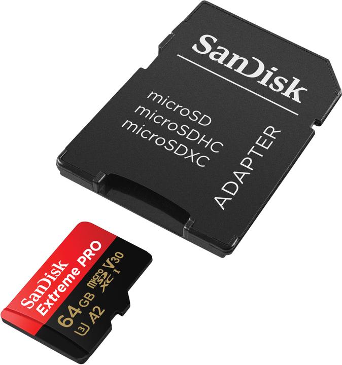 Actual product image SanDisk Extreme PRO UHS-I V30 (64 GB, microSDXC, U3, UHS-I)