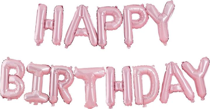 Produktbild Ginger Ray Ballongirlande "Happy Birthday" Pastellrosa