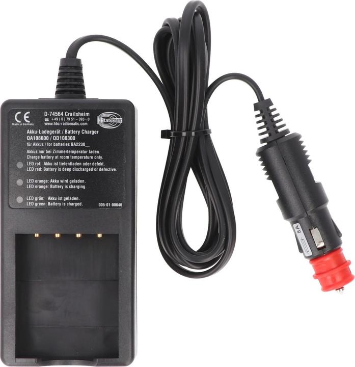 Actual product image HBC Radiomatic Original charger HBC QD108300 suitable for HBC BA22300, with 12 volt plug (12 V)