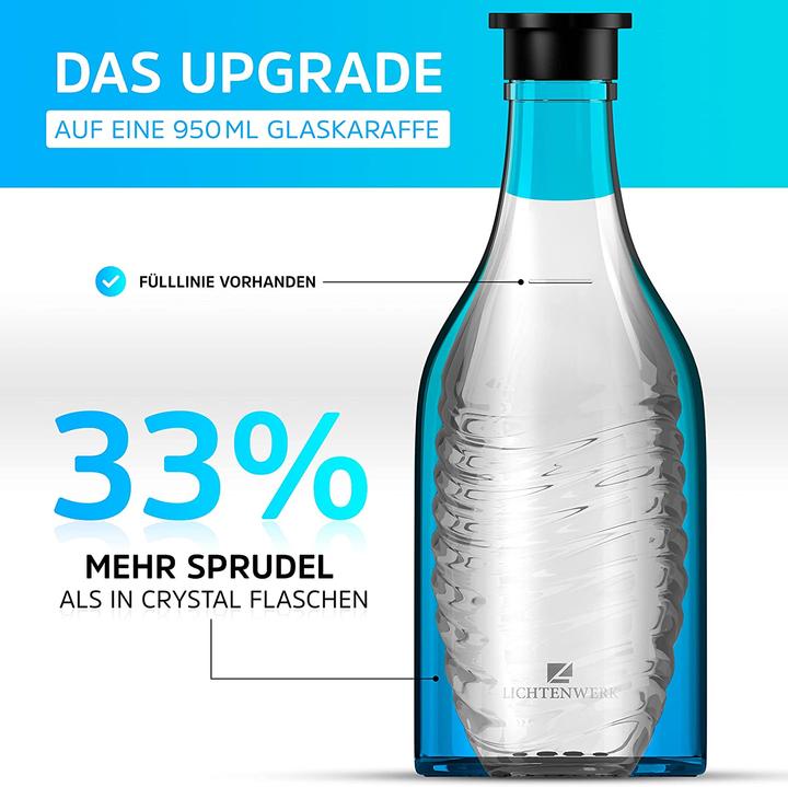 Produktbild Lichtenwerk 2x Premium Glasflasche kompatibel mit Sodastream Crystal 2.0