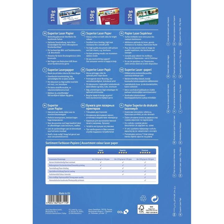 Energy Label Avery Colour Laser Paper (170 g/m², A4, 200 x)