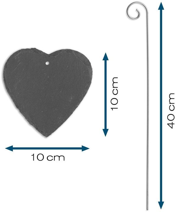 Actual product image Hoberg Pflanzschilder Set Schiefer Herz, 10 Stück, Zubehörtyp (40 cm, 10 cm)