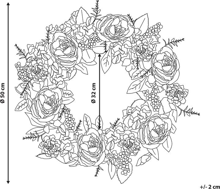 Image du produit Beliani Couronne de porte rouge / rose avec fleurs artificielles ø 50 cm AGULO (10 cm)