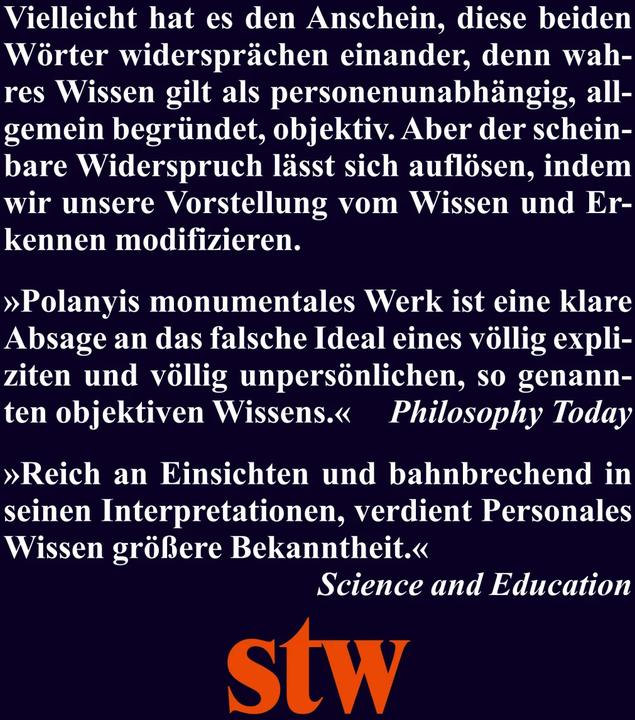Produktbild Personales Wissen (Deutsch, Michael Polanyi, 2023)