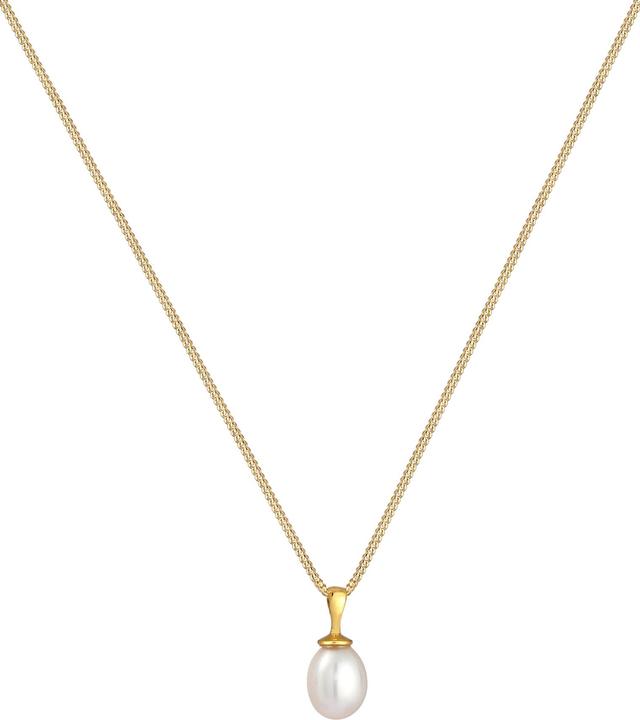 Immagine prodotto Elli Perla, collana di perle, Goccia (Nessuna pietra, Perle coltivate d'acqua dolce, Argento 925 placcato oro, 45 cm)