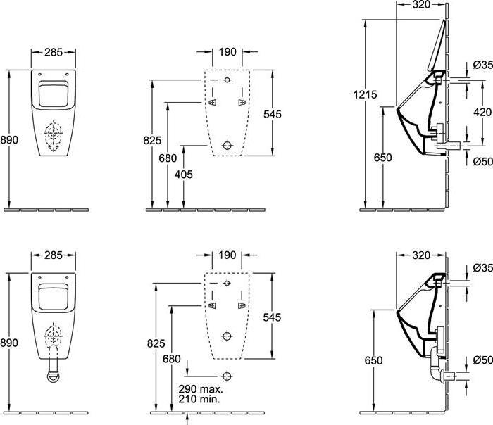Produktbild Villeroy & Boch V&B Absaug-Urinal VENTICELLO 285x545x315mm DF für De we