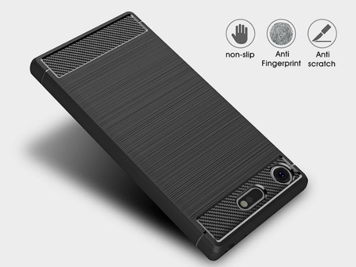Actual product image Screenguard Sony Xperia XZ1 Compact Cover Carbon Brushed Soft TPU (Sony Xperia XZ1 Compact)