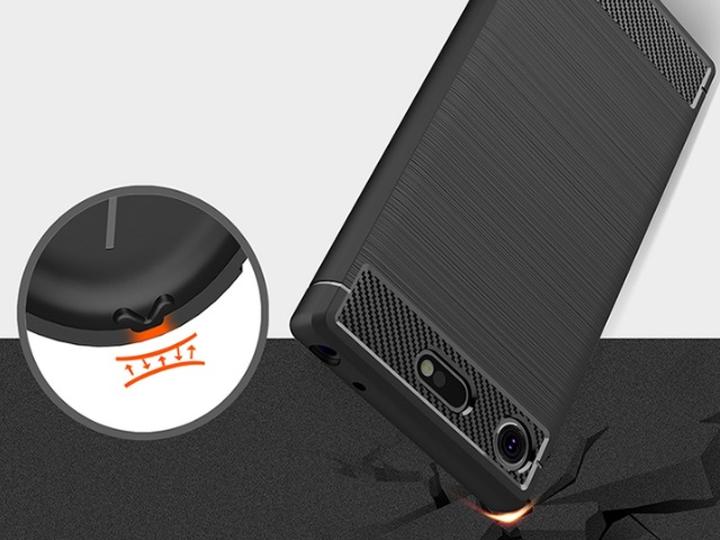 Actual product image Screenguard Sony Xperia XZ1 Compact Cover Carbon Brushed Soft TPU (Sony Xperia XZ1 Compact)