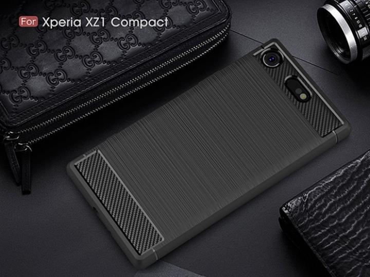 Actual product image Screenguard Sony Xperia XZ1 Compact Cover Carbon Brushed Soft TPU (Sony Xperia XZ1 Compact)
